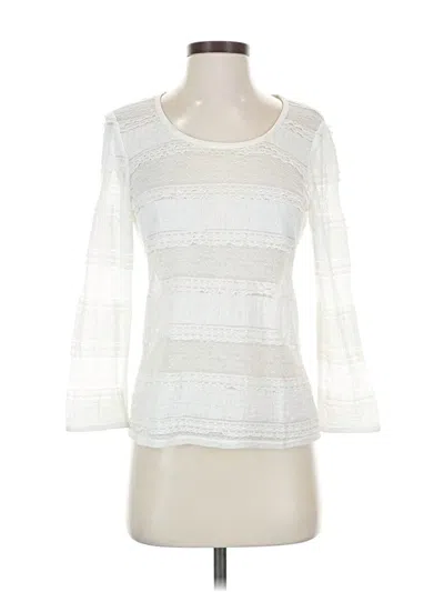 Pre-owned W By Worth 3/4 Sleeve Top White Square Neckline Tops