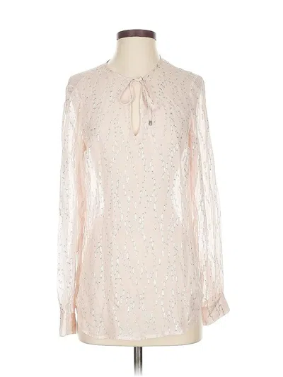 Pre-owned W By Worth Long Sleeve Silk Top Ivory Tie Neck Tops