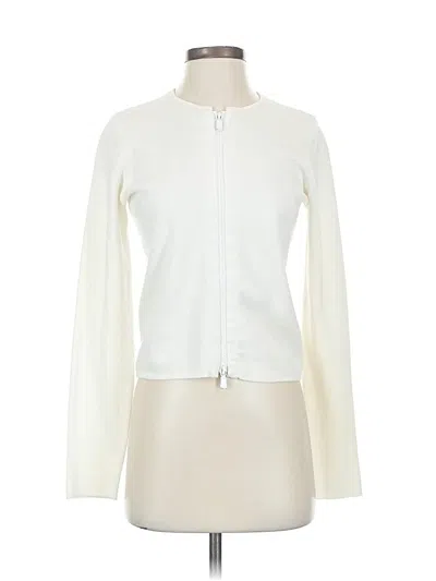 Pre-owned W By Worth Long Sleeve Top Ivory Mock Neckline Tops In White