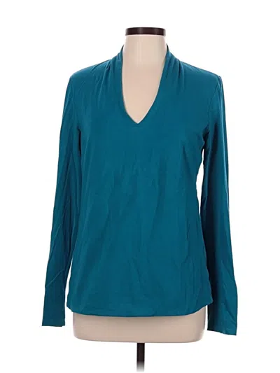 Pre-owned W By Worth Long Sleeve Top Teal V-neck Tops
