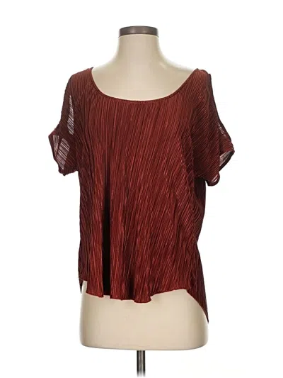 Pre-owned W By Worth Short Sleeve Blouse In Burgundy