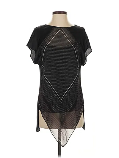 Pre-owned W By Worth Short Sleeve Top Black Keyhole Neckline Tops