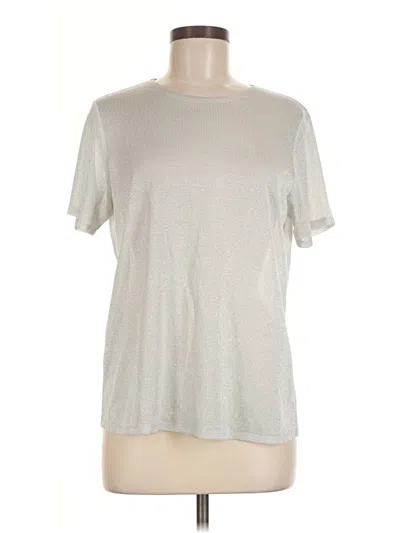 Pre-owned W By Worth Short Sleeve Top Silver Metallic Pattern Crew Neck Tops
