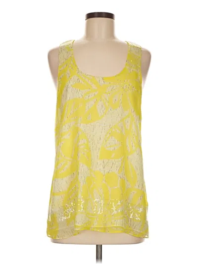 Pre-owned W By Worth Sleeveless Silk Top Yellow Halter Neckline Tops