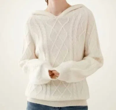 W. Cashmere Cable Knit Cashmere Hoodie In Ivory In White