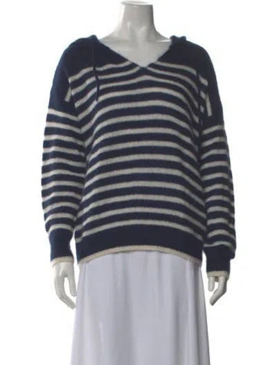 Pre-owned W. Cashmere Cashmere Striped Sweater In Blue