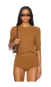 W. Cashmere Celina Short Sleeve Pullover In Tan