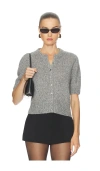 W. Cashmere Clara Short Sleeve Cardigan In Gray