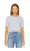 W. Cashmere Diane Ribbed Top In Baby Blue