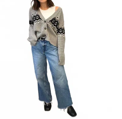 W. Cashmere Fair Ilse Cardigan In Heather Grey In Blue