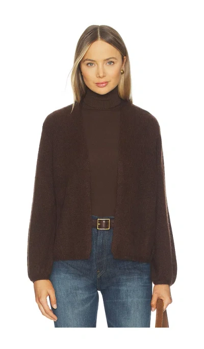W. Cashmere Juniper Balloon-sleeve Open Cardigan In Brown