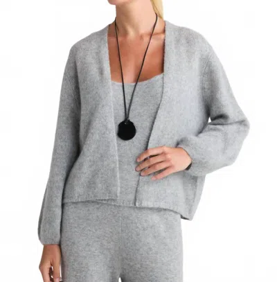W. Cashmere Juniper Balloon-sleeve Open Cardigan In Flint Gray