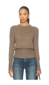 W. Cashmere Laurel Cinched Waist Sweater In Brown