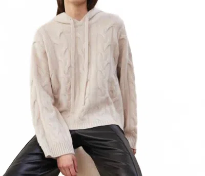 W. Cashmere Marigold Cable Knit Hoodie In Mist In Neutral