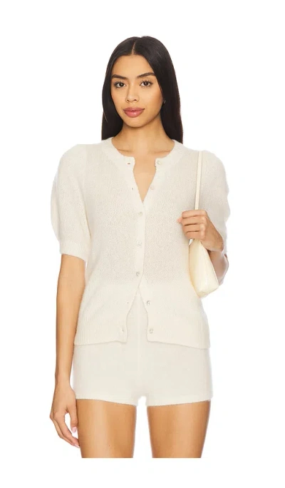 W. Cashmere Sheila Puff-sleeve Cardigan In Ivory