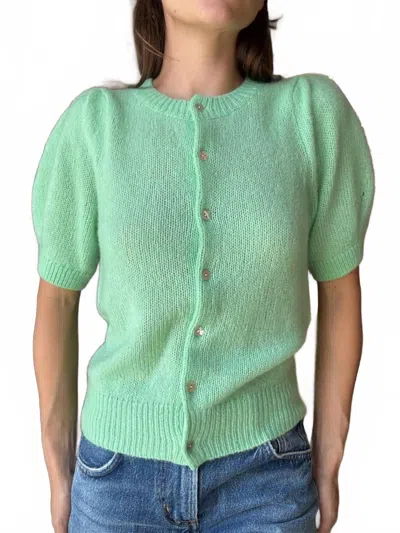 W. Cashmere Sheila Puff-sleeve Cardigan In Mantis In Gray