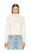 W. Cashmere Tori Fisherman Zip Up Pullover In Ivory