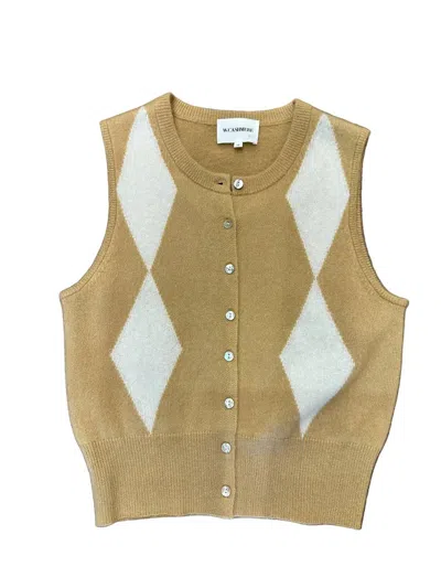 W. Cashmere Women's Fleur Argyle Cardigan In Buckskin In Brown