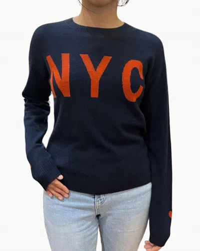 W. Cashmere Yara Crewneck Sweater In Navy/maple Red In Multi