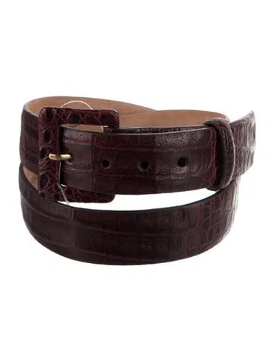 Pre-owned W. Kleinberg Alligator Belt In Burgundy