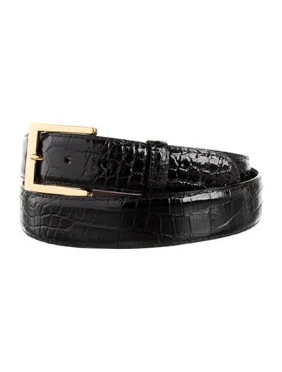 Pre-owned W. Kleinberg Alligator Waist Belt In Black