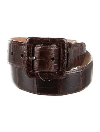 Pre-owned W. Kleinberg Alligator Waist Belt In Brown
