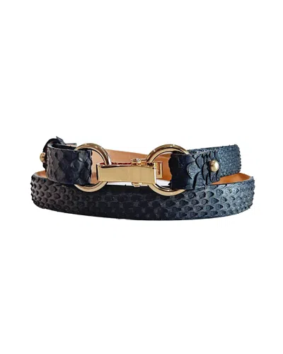 W. Kleinberg Bit Buckle In Black Matte Python In Multi