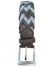 W. Kleinberg Cloth Woven Belt With Sueded Caiman Croc Tabs In Brown & Gray In Multi