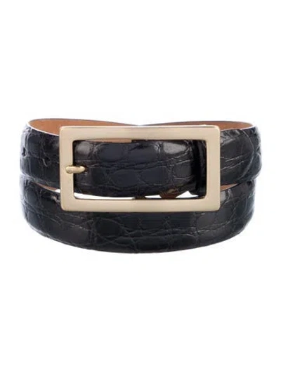 Pre-owned W. Kleinberg Crocodile Belt In Black