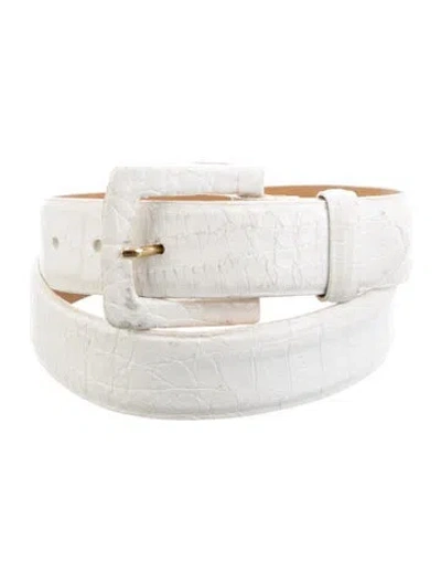 Pre-owned W. Kleinberg Crocodile Belt In White