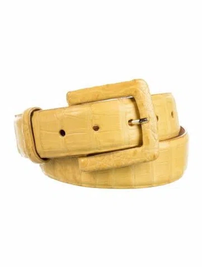 Pre-owned W. Kleinberg Crocodile Belt In Yellow