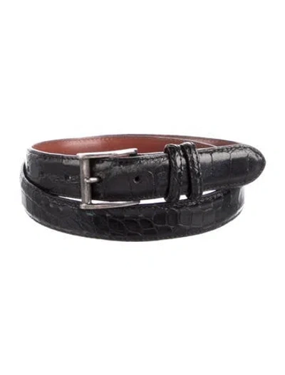 Pre-owned W. Kleinberg Embossed Leather Belt In Black