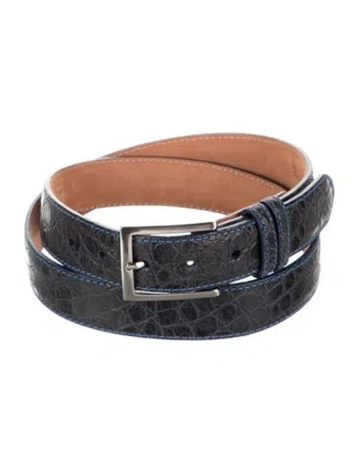 Pre-owned W. Kleinberg Embossed Leather Belt In Blue