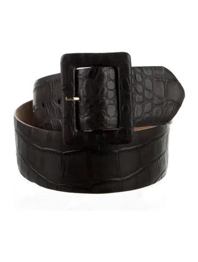 Pre-owned W. Kleinberg Embossed Leather Waist Belt In Brown