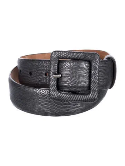 Pre-owned W. Kleinberg Embossed Leather Waist Belt In Grey/metallic