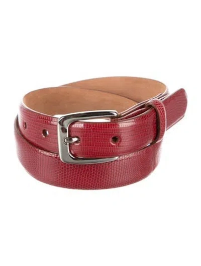 Pre-owned W. Kleinberg Lizard Belt In Red