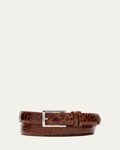 W. Kleinberg Men's Alligator Leather Belt In Dark Brown