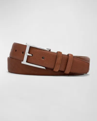 W. Kleinberg Men & Apos;s Pebbled Bison Leather Belt In Brown