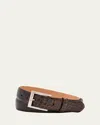 W. Kleinberg Men's Glazed Alligator Belt In Dark Brown