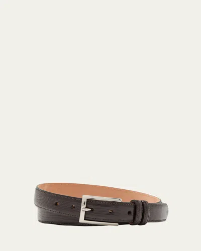W. Kleinberg Men's Lizard Leather Belt In Chocolate