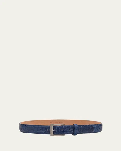 W. Kleinberg Men's Matte Alligator Belt In Blue