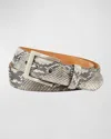 W. Kleinberg Men's Matte Python Snakeskin Belt In Light Brown