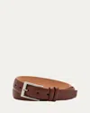 W. Kleinberg Men's Semi-matte Calf Leather Belt In Mdbrwn
