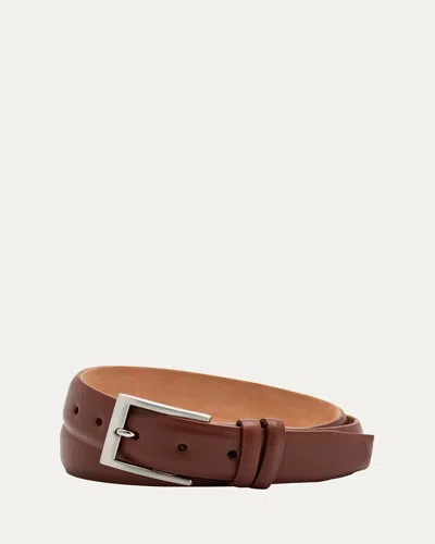 W. Kleinberg Men's Semi-matte Calf Leather Belt In Mdbrwn