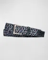 W. Kleinberg Men's Sport Stretch Belt With Crocodile-trim In Marine