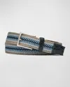 W. Kleinberg Men's Sport Stretch Belt With Crocodile Trim In Shoreline