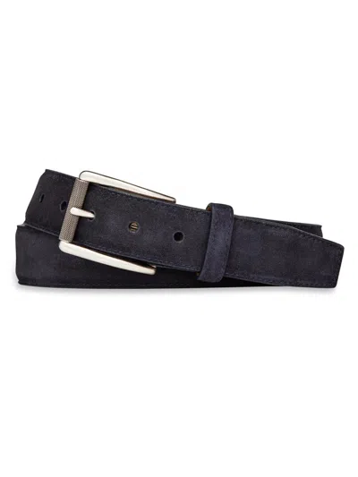 W. Kleinberg Men's Suede Plated-buckle Belt In Black