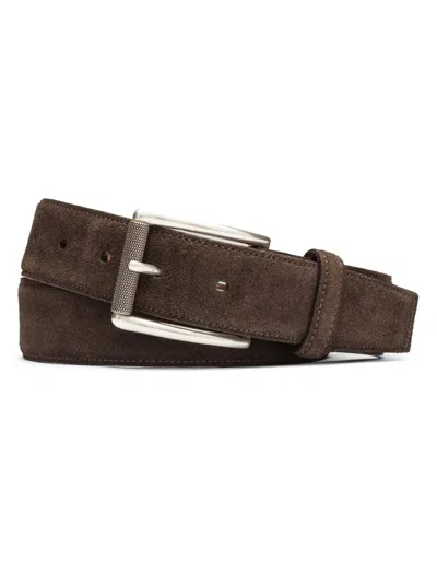 W. Kleinberg Men's Suede Plated-buckle Belt In Brown