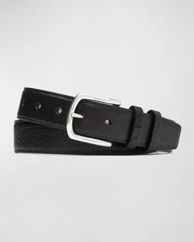 W. Kleinberg Men's Tucson Bison Belt W/ Nickel Buckle In Peanut Brown