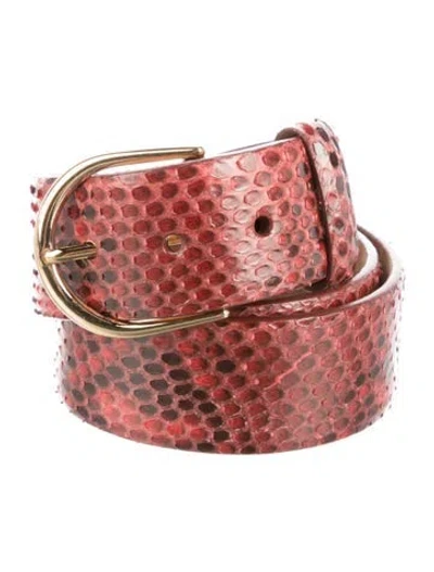 Pre-owned W. Kleinberg Python Belt In Red